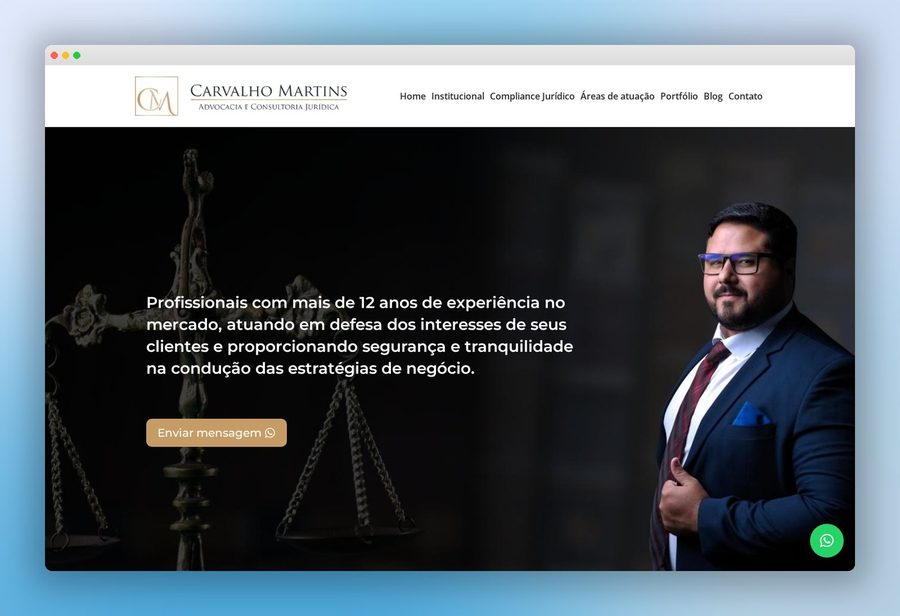 Site institucional de Carvalho Martins Advocacia