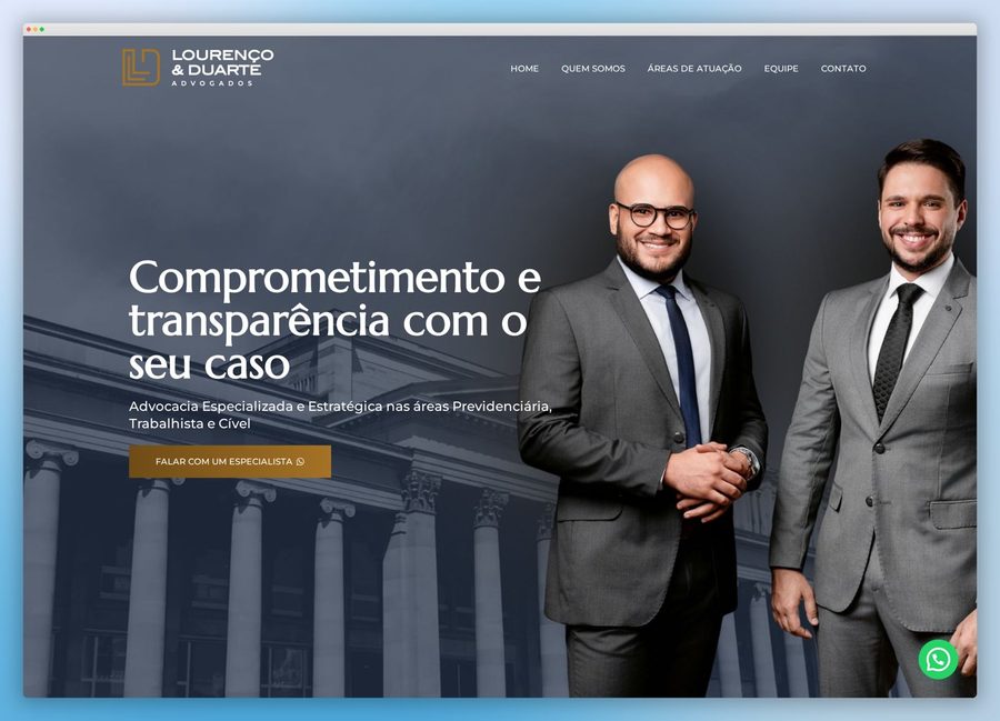Site institucional de Lourenço & Duarte Advogados