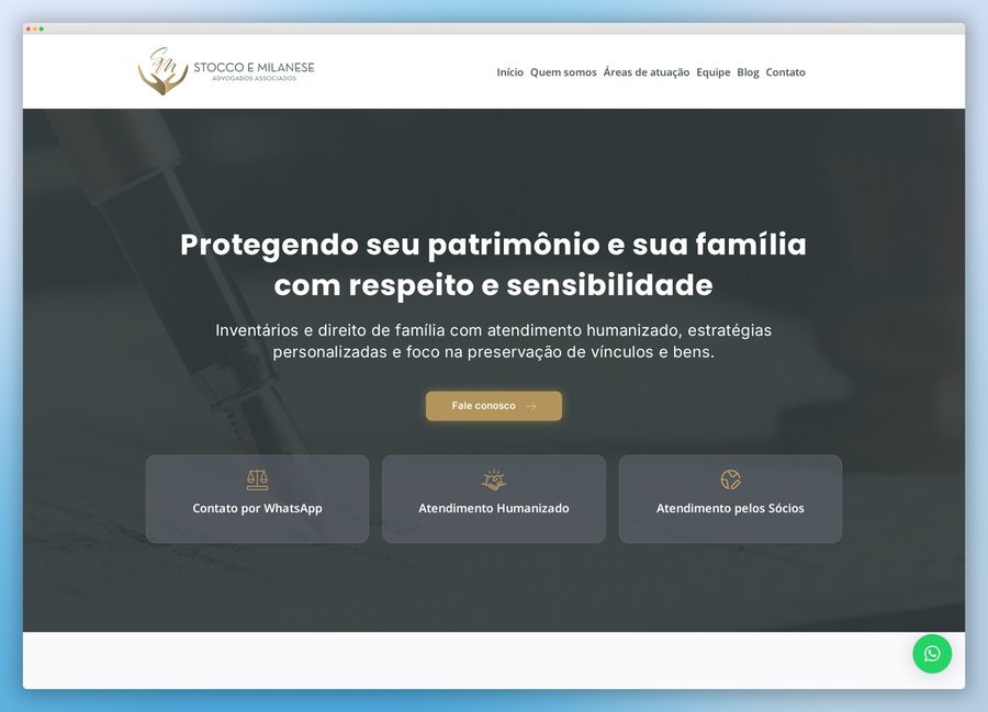 Site institucional de Stocco e Milanese Advogados