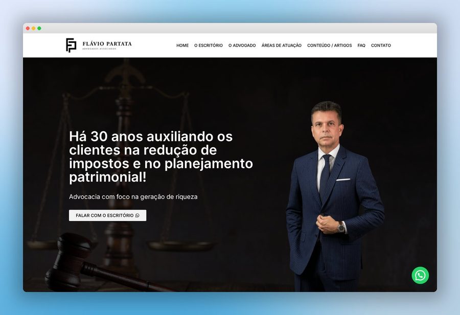 Site institucional de Flávio Partata Advogados