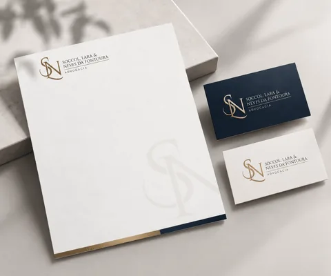 Mockup do Pacote Essencial: papel timbrado e cartão de visitas